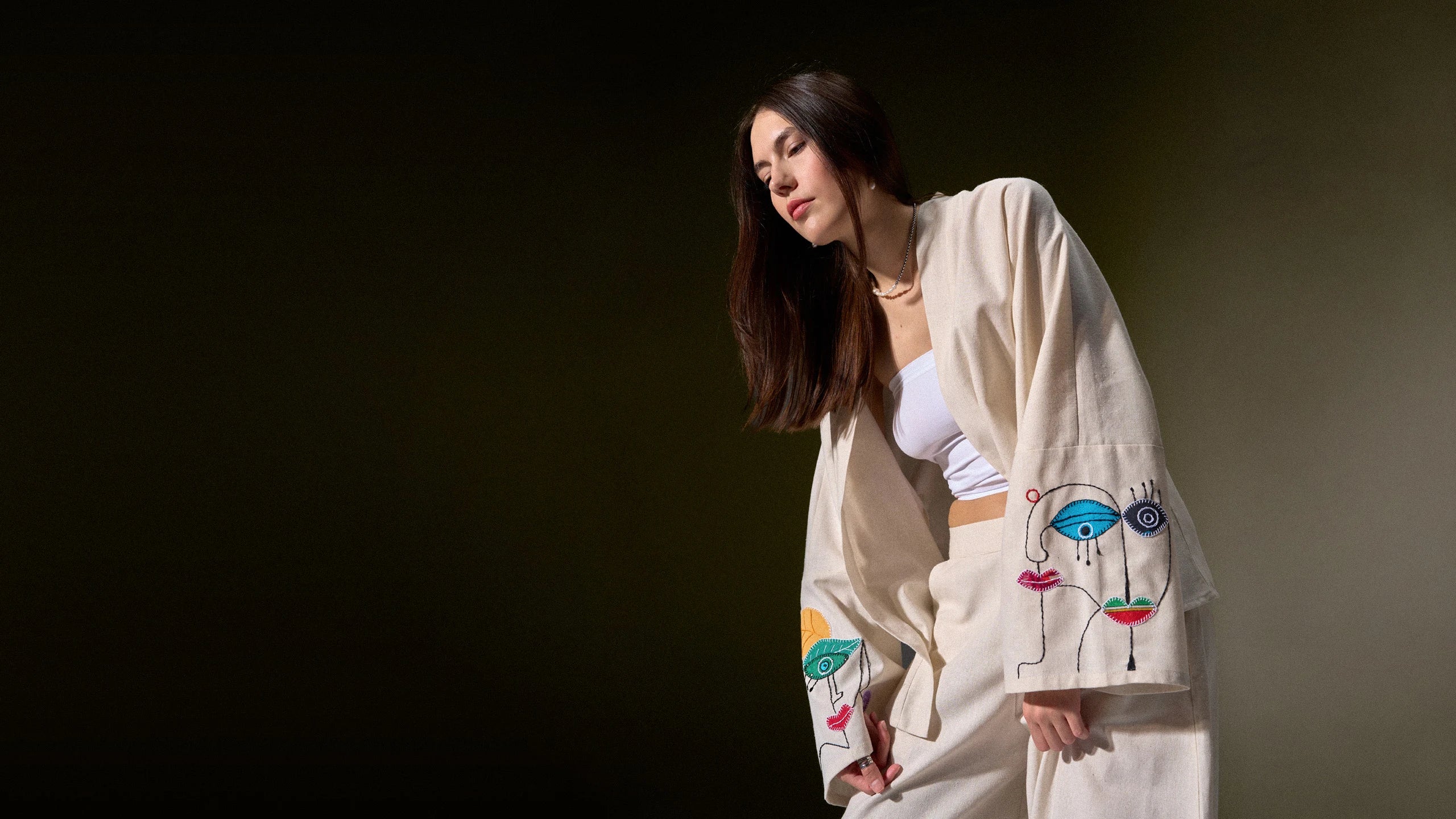 Embroidered linen kimono from the Stories in Motion collection