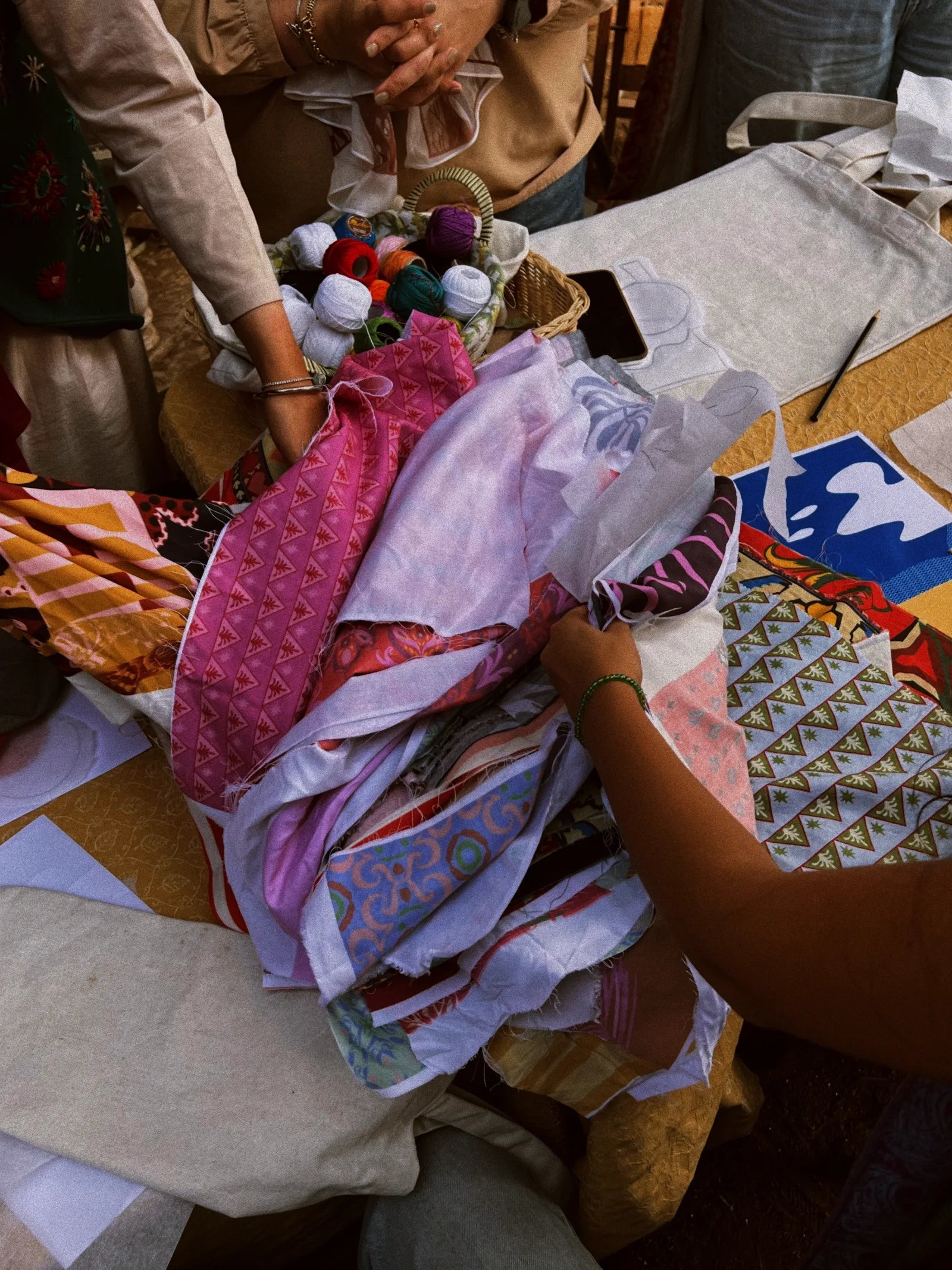 Hand embroidery being completed by hand